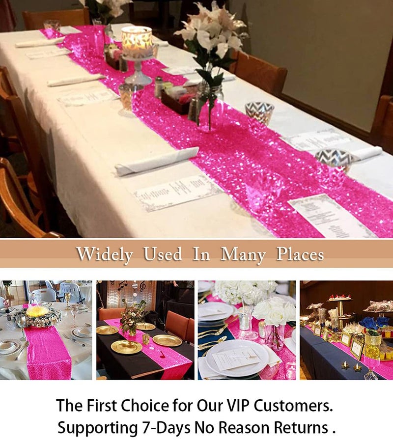 ShiDianYi Fuchsia Party Decorations Pack of 5 12x72-Inch Sequin Table Runners Hot Pink Christmas Decorations for Home -0103E - Image 5